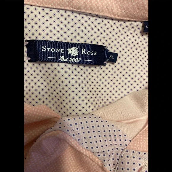 Stone Rose Pink Microdot Button Down Short Sleeve Shirt - Picture 7 of 8